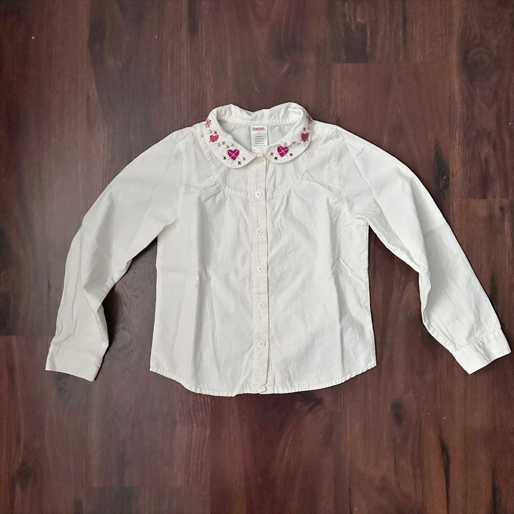 Gymboree 2-piece Cotton Long Sleeve Button Up Shirt & Sweater Vest Set Girls 7